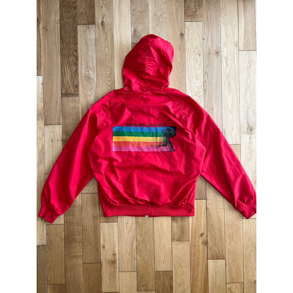 Vintage 1984 Levi's USA Olympics Torch Relay Full Zip Hooded Red Mens Large